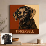 Individuelles Labrador Pop Art Portrait „Tinkerbell“ im Comic- und Roy-Lichtenstein-Stil nach eigener Fotovorlage