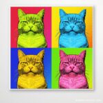 Pop Art Katze, Pop Art Portrait Katze Leo, katzen portraits pop art,Andy Warhol Style, Pop Art Geschenk auf Leinwand