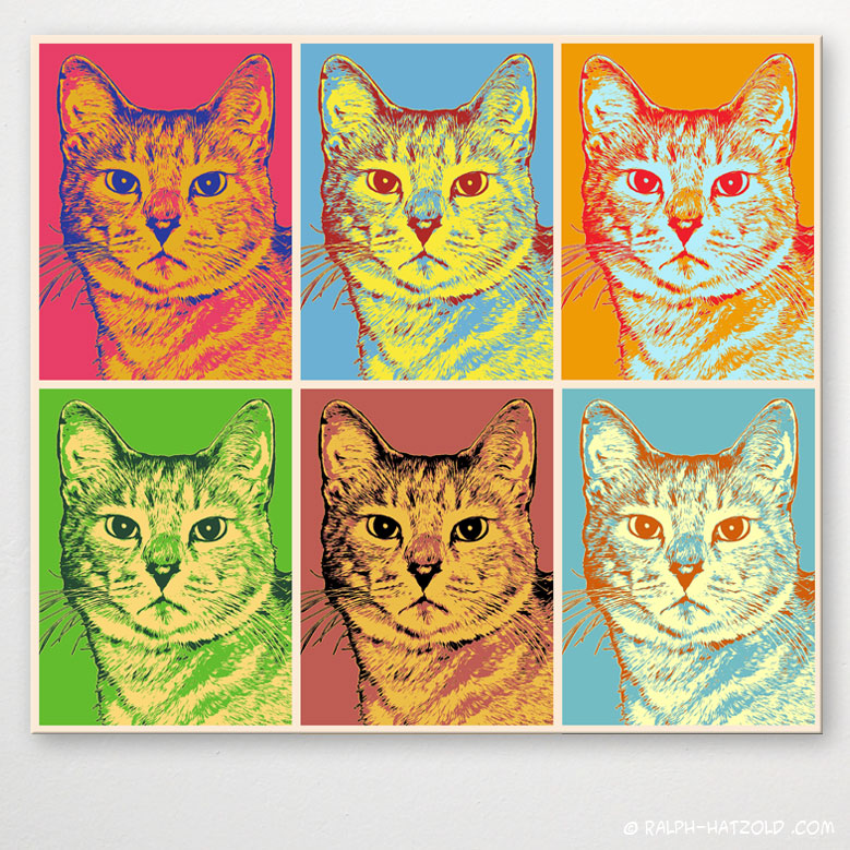 Pop Art Katze Leo, Pop Art Geschenk Katze, Einrichtungsbeispiel, Pop Art auf Leinwand