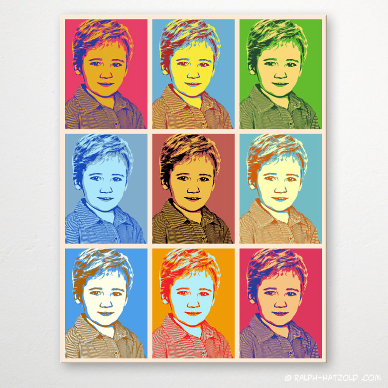 Pop Art Kinderportrait vom eigenen Foto, Marilyn Andy Warhol Stil