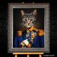 Katzenportraits, Katze in Kleidung in Uniform, katzenportrait, katze in uniform, katze in kleidung, Gemälde katze in Anzug Savannah