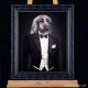 Hundeportrait Windhund in Kleidung, Gemälde Stil Hund im Anzug, Windhund Bilder