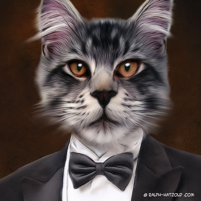 Katze im Anzug Katze Gemälde Stil kaufen, Katzernportraits in Kleidung Geschenk Katzen