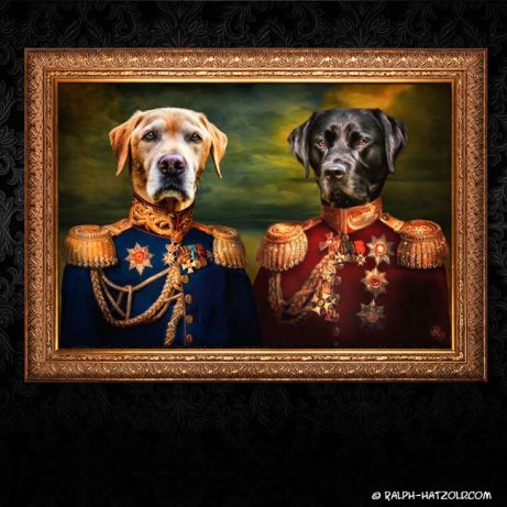 Labrador Schwarz und gelb in Uniform Geschenk für Hundebesitzer Geschenkidee Hunde Portrait