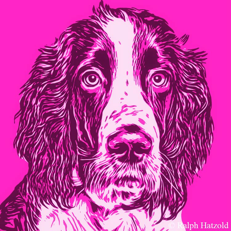 Pop Art Geschenke Andy Warhol Stil, Gemälde vom eigenen Foto, Hund George Cocker Spaniel Kunst vom eigenen Haustier