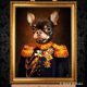 Ralph Hatzold Hundeportrait Chihuahua in Uniform Gemälde in Kleidung Weihnachtsgeschenk Hunde individuelle Geschenke