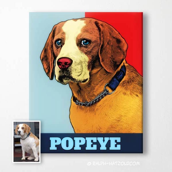 Beagle Hundeportrait, Geschenkidee für Hundebesitzer, Beagle Andy Warhol Stil