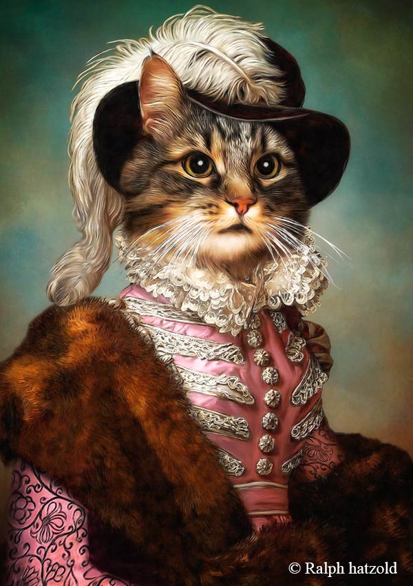 Katzenportrait Geschenk für Katzenbesitzer, funny Cat in Uniform