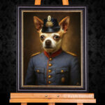 Portrait Chihuahua in historischer Polizeiuniform
