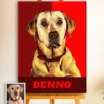 Hunde Pop Art Portrait „Benno“ im Comic Stil mit Punktraster auf Leinwand
