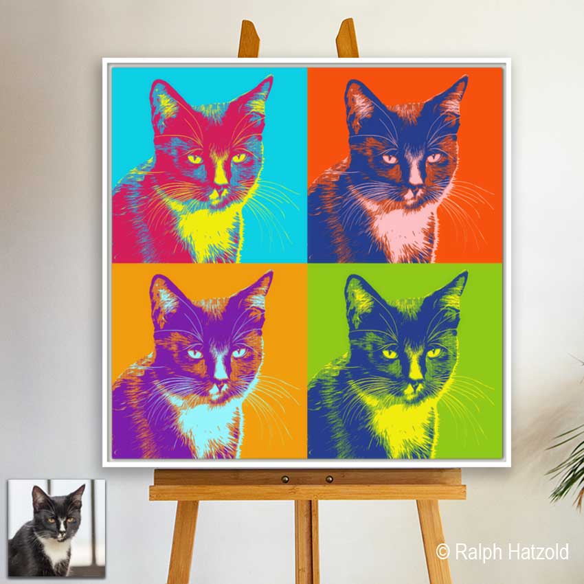 Katzenportrait im Pop Art Stil – Andy Warhol für Katzen