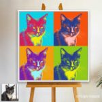 Pop-Art-Portrait von Kater Nero im Andy-Warhol-Hannah-Stil auf Leinwand nach persönlicher Fotovorlage
