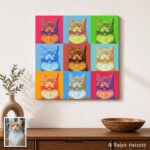Katzenportrait Pop Art von Kater Leo im Andy-Warhol-Stil auf Leinwand – individuelles Katzenbild vom Foto