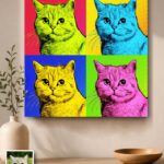 Katzenportrait Pop Art von Katze Bella im Andy-Warhol-Stil auf Leinwand – individuelles Katzenbild vom Foto