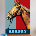 Pferd Aragon als individuelles Pop Art Portrait im farbigen Comic-Stil nach Fotovorlage