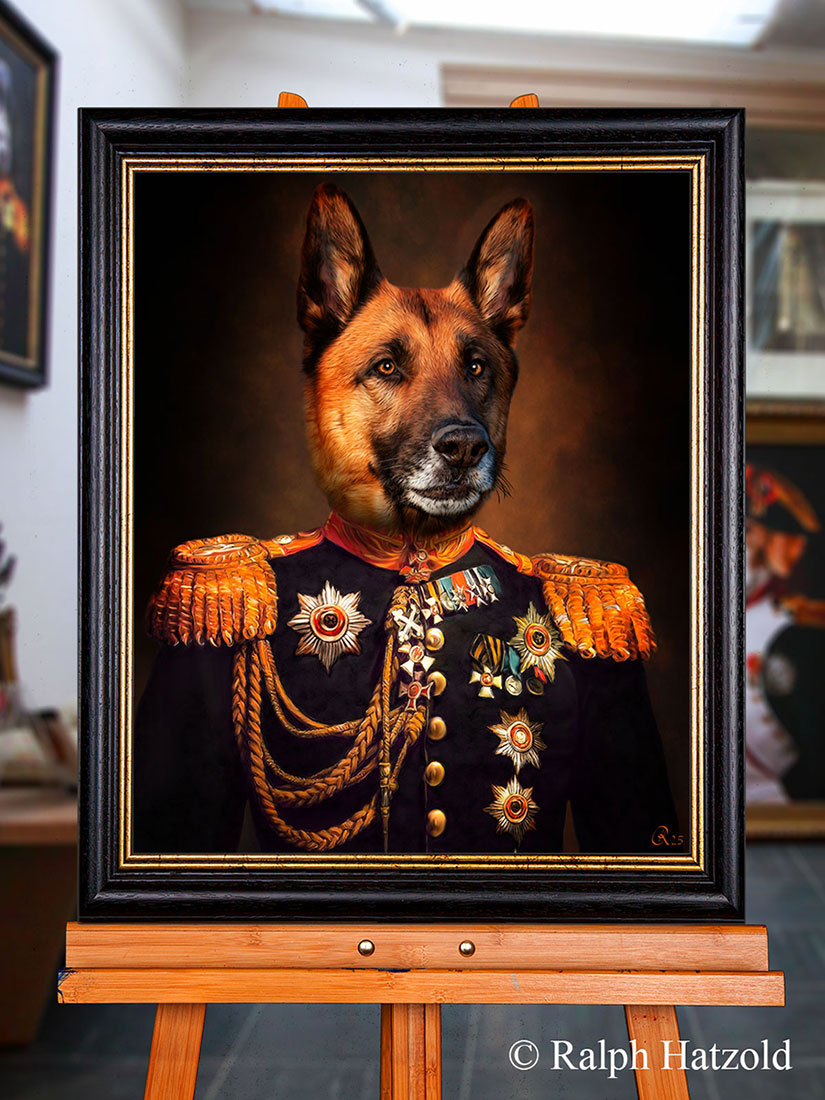 Deutscher Schäferhund als General – limitierte Künstleredition von Ralph Hatzold