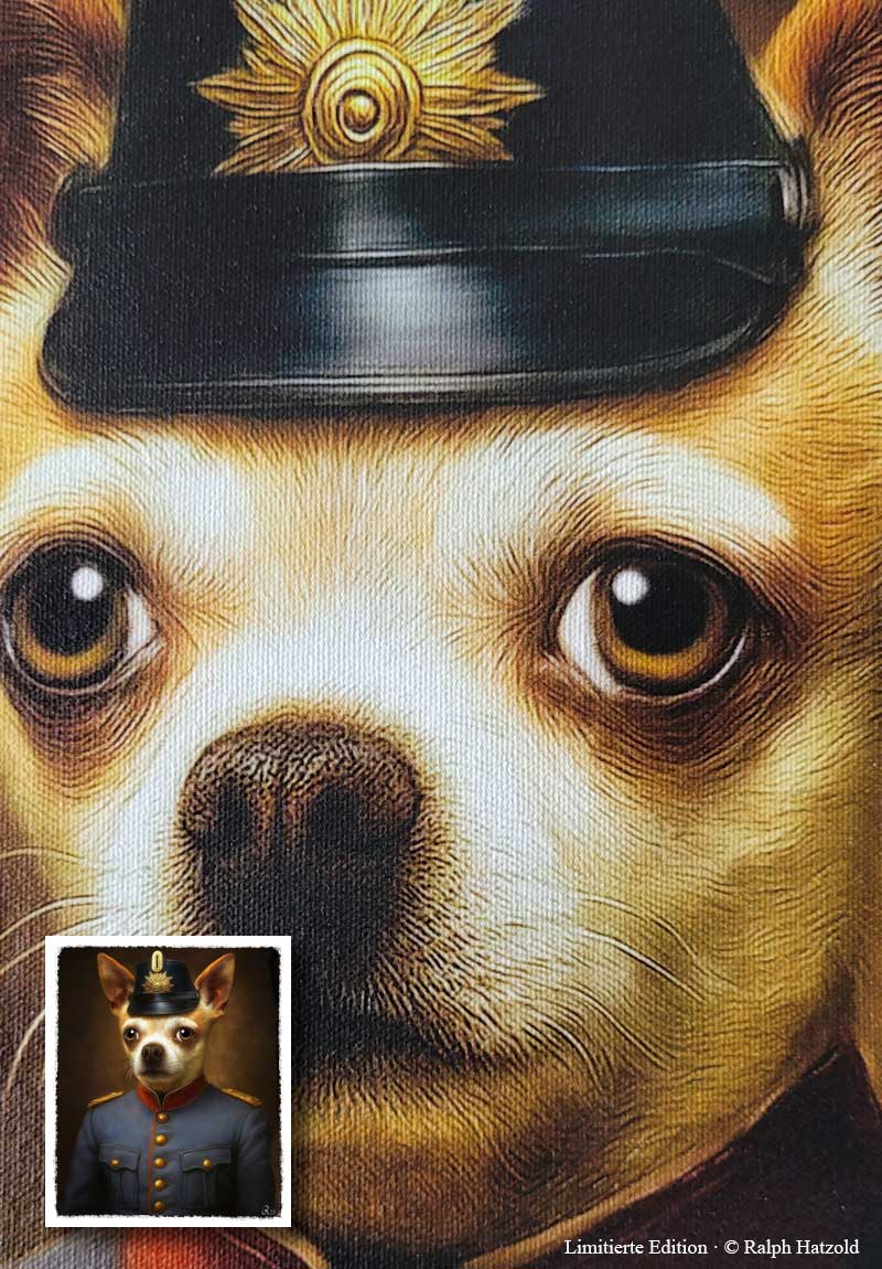Detail von Chihuahua Wachtmeister Alfred – Künstleredition auf Leinwand