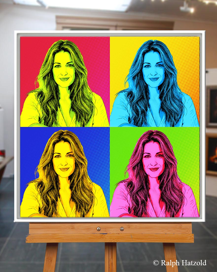 Pop Art Portrait vom eigenen Foto im klassischen Vierer-Raster auf Leinwand
